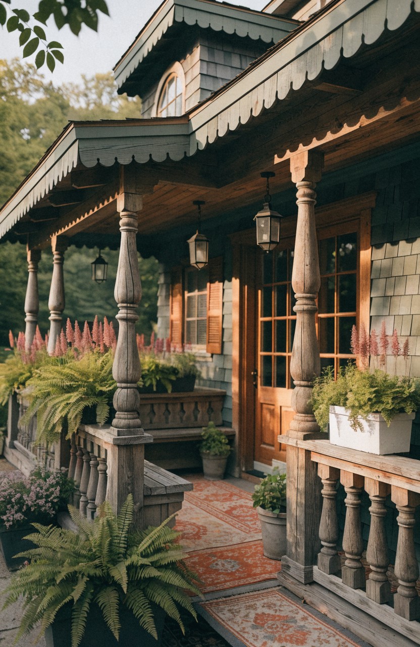 Porch Railings Filled with Plants
