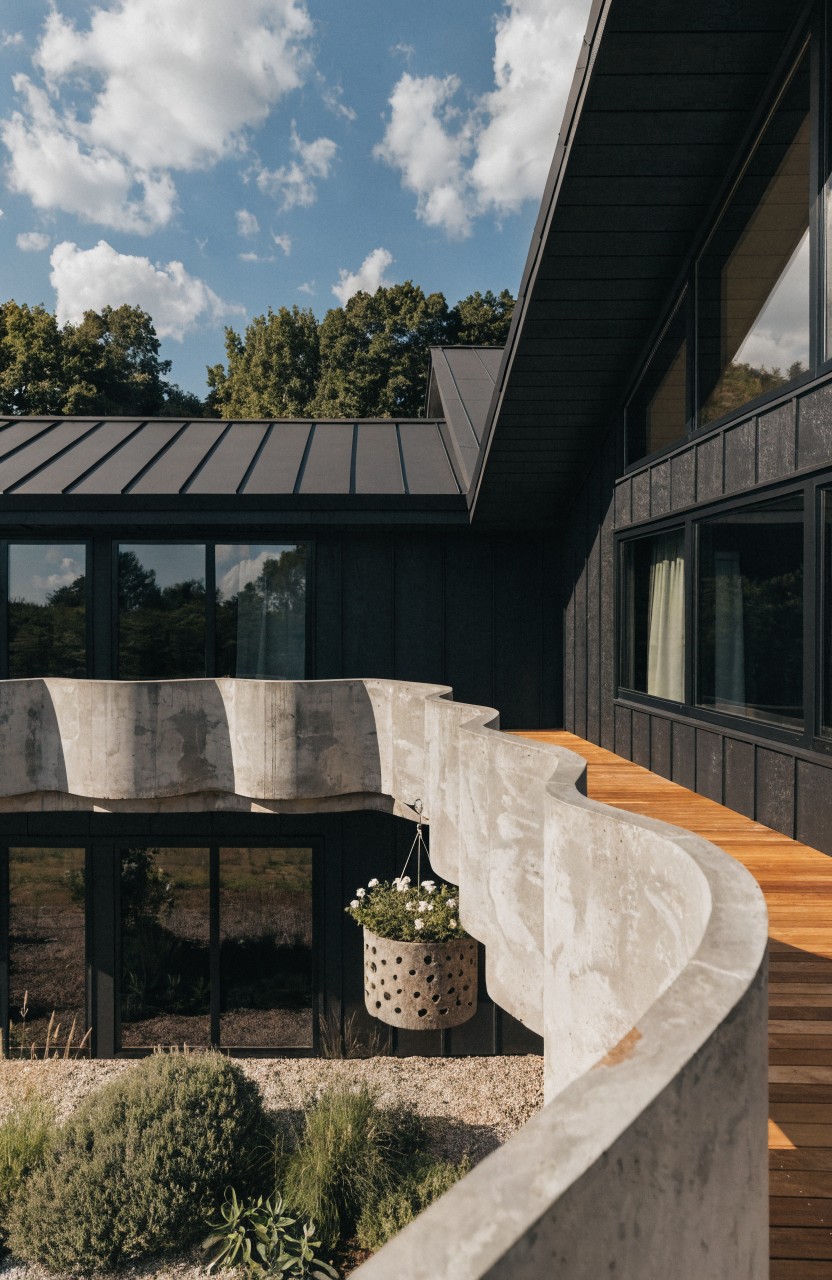 Curved Concrete Balcony Railings