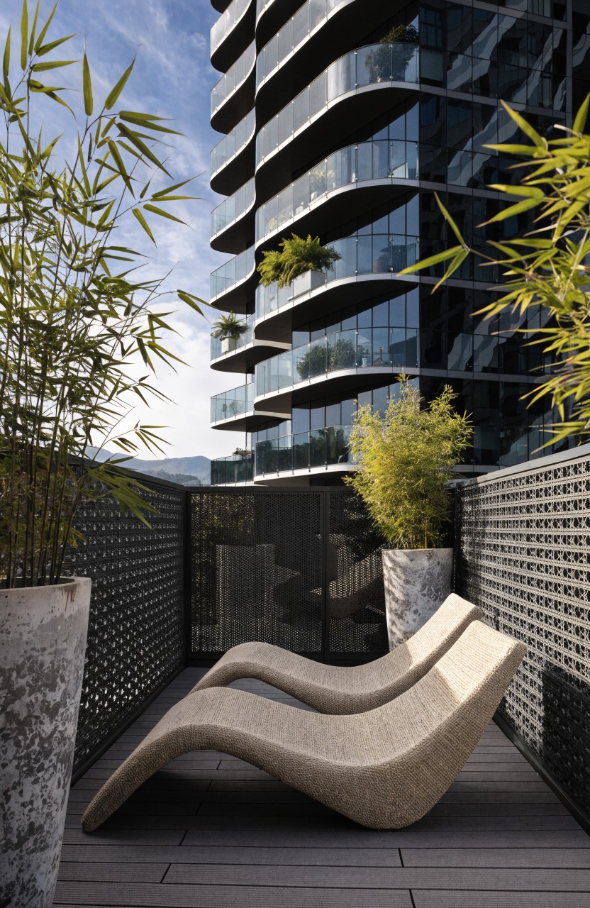Balcony Privacy with Screens and Bamboo