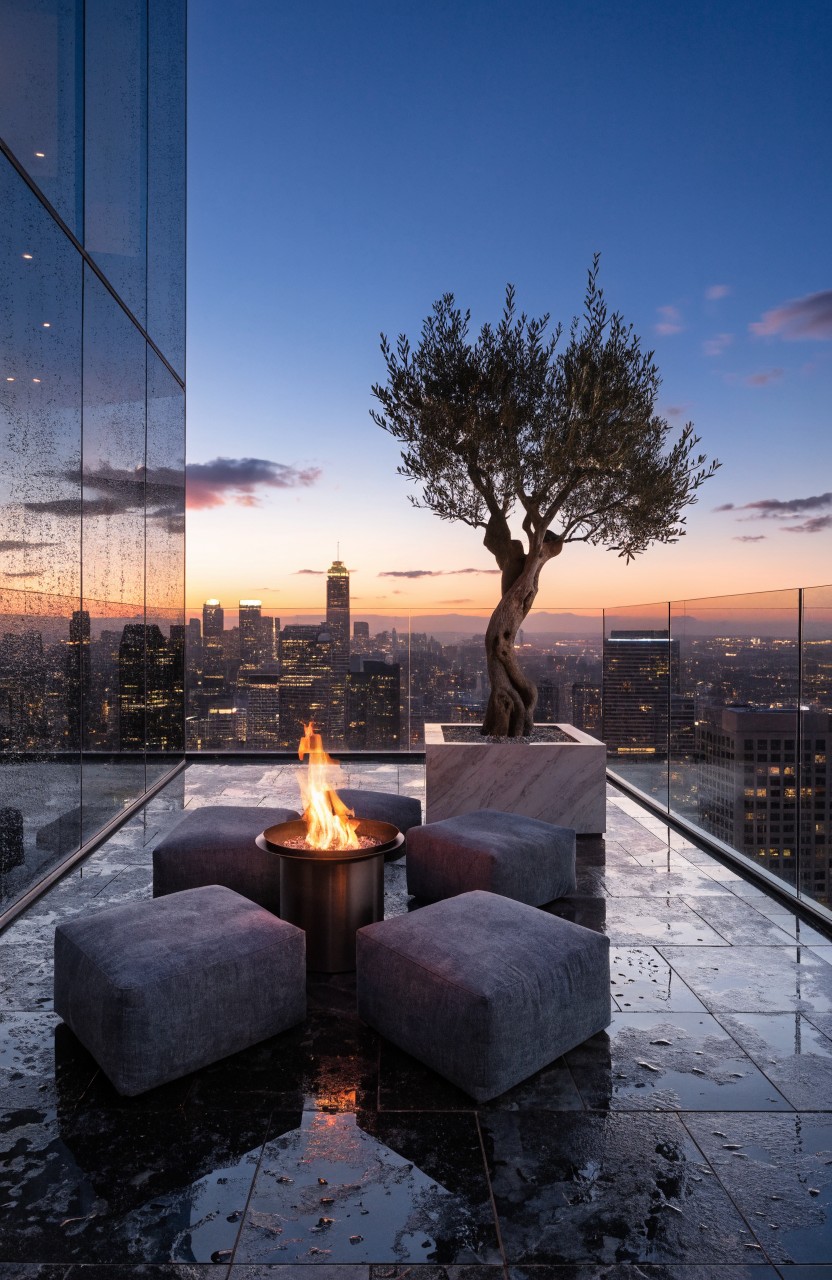 Potted Olive Trees on Balconies