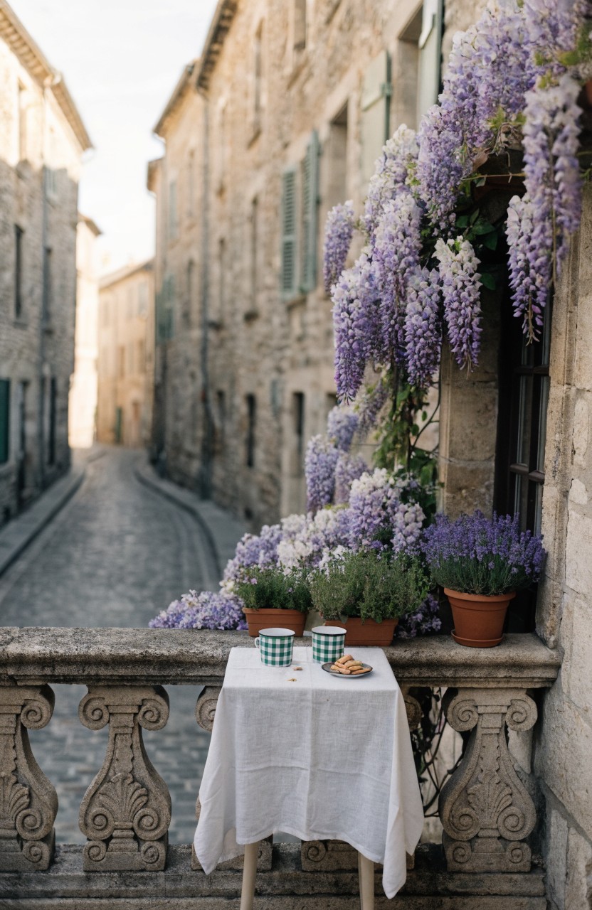Wisteria on Stone Balconies