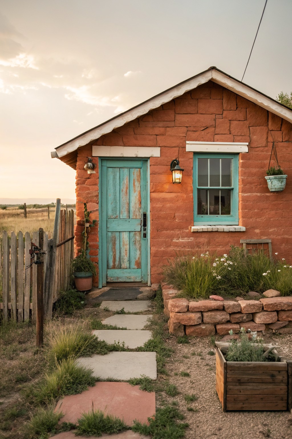 Turquoise Trim On Brick