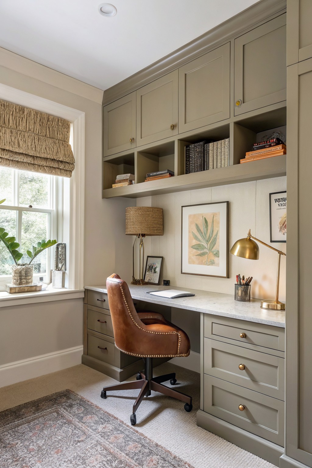 Soft sage green built-ins
