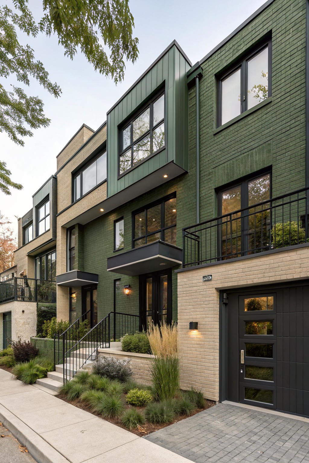 Deep Green Exteriors That Blend Into Their Setting
