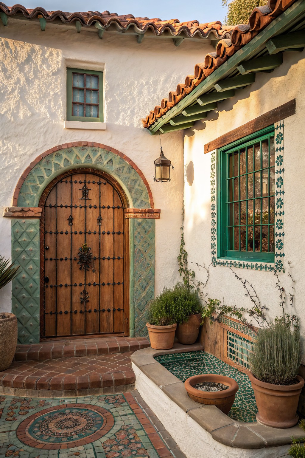Green Accents Around Doors And Windows