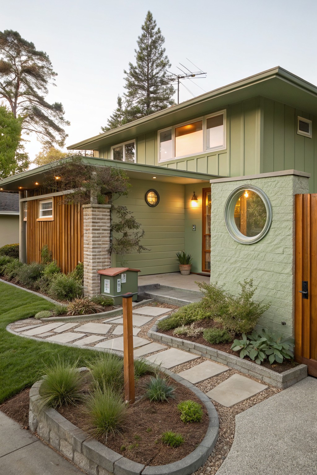 Soft Green Siding That Works With the Garden