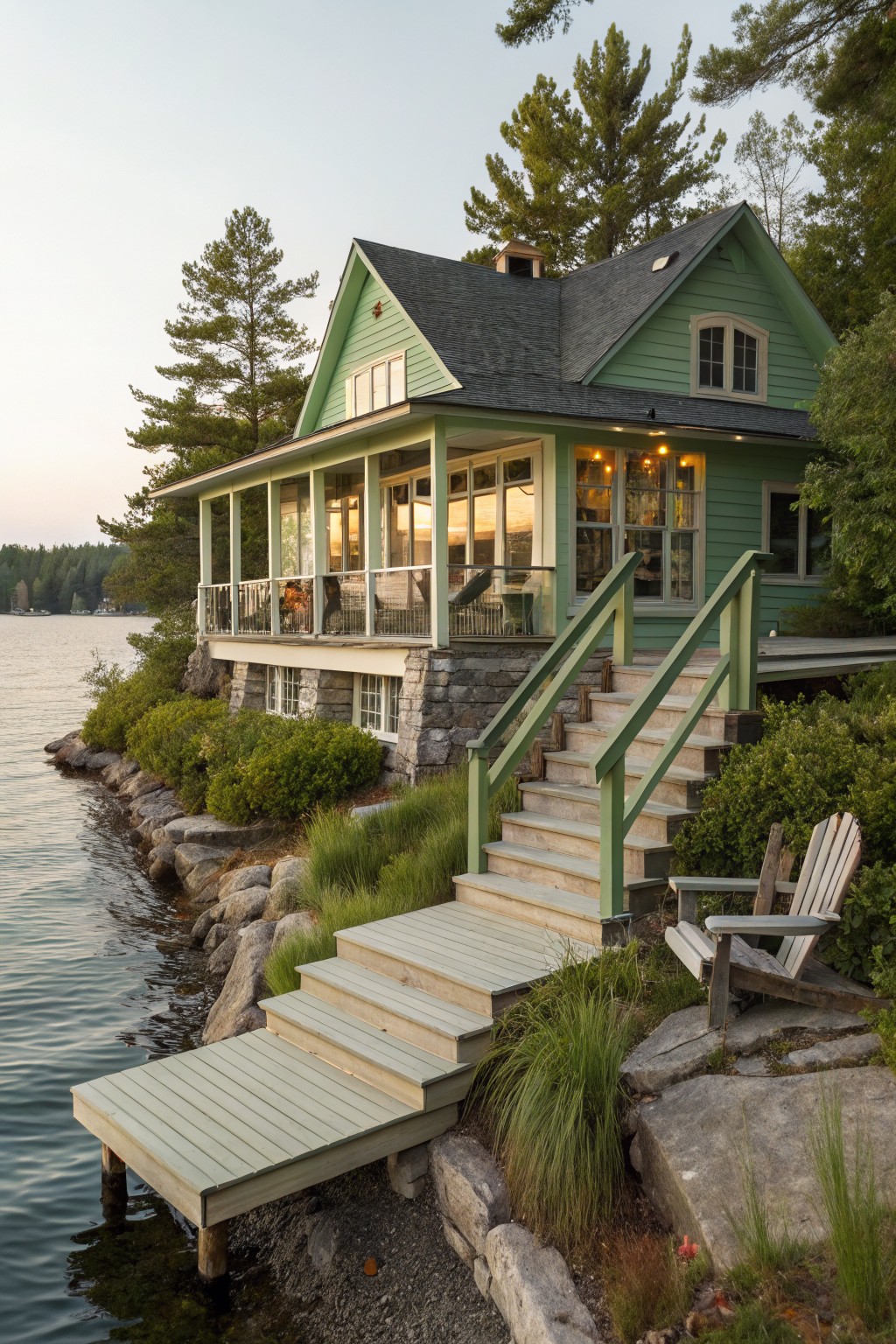 Soft Green That Blends the House into the Trees