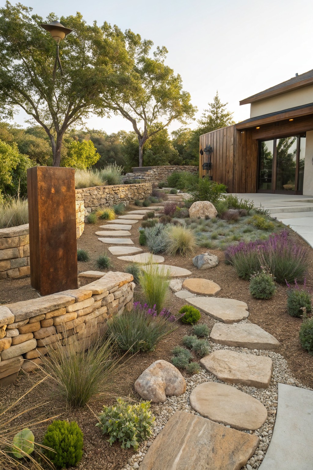 Winding Stone Paths in Dry Gardens