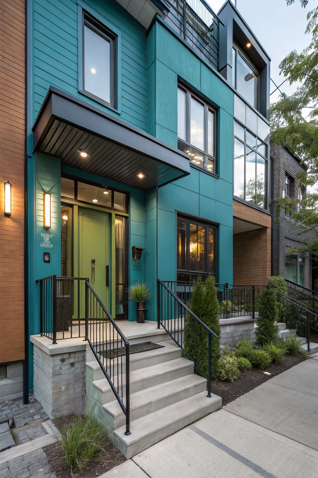 Teal exterior siding