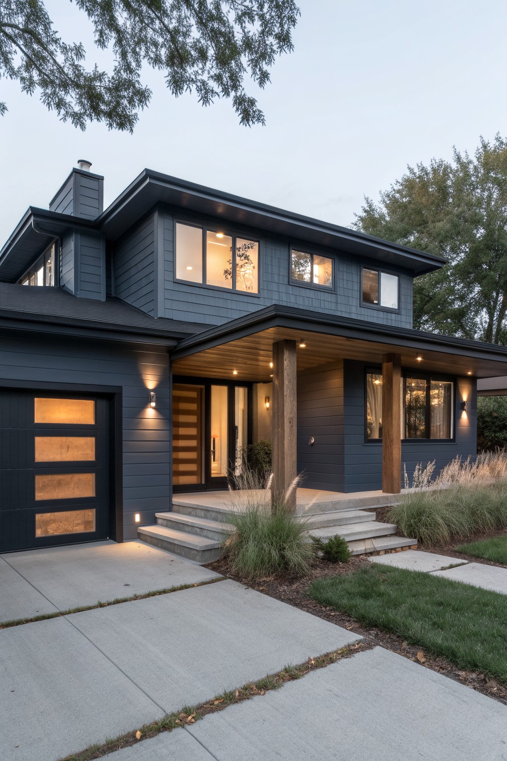 Deep Navy Blue Gray Siding