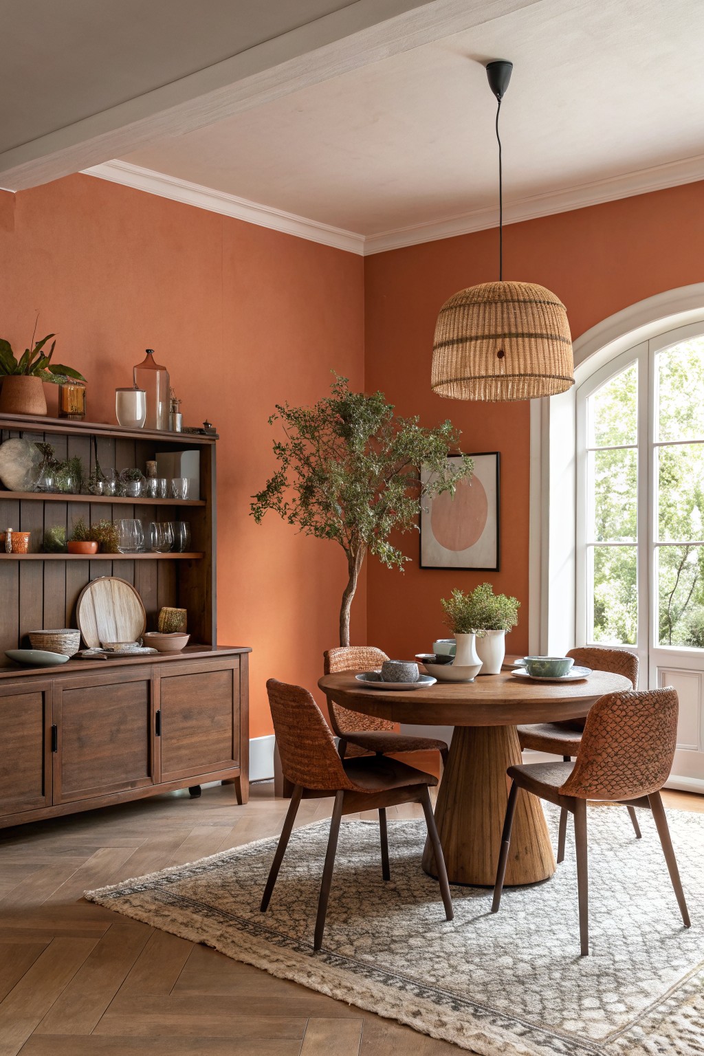 Warm terracotta walls