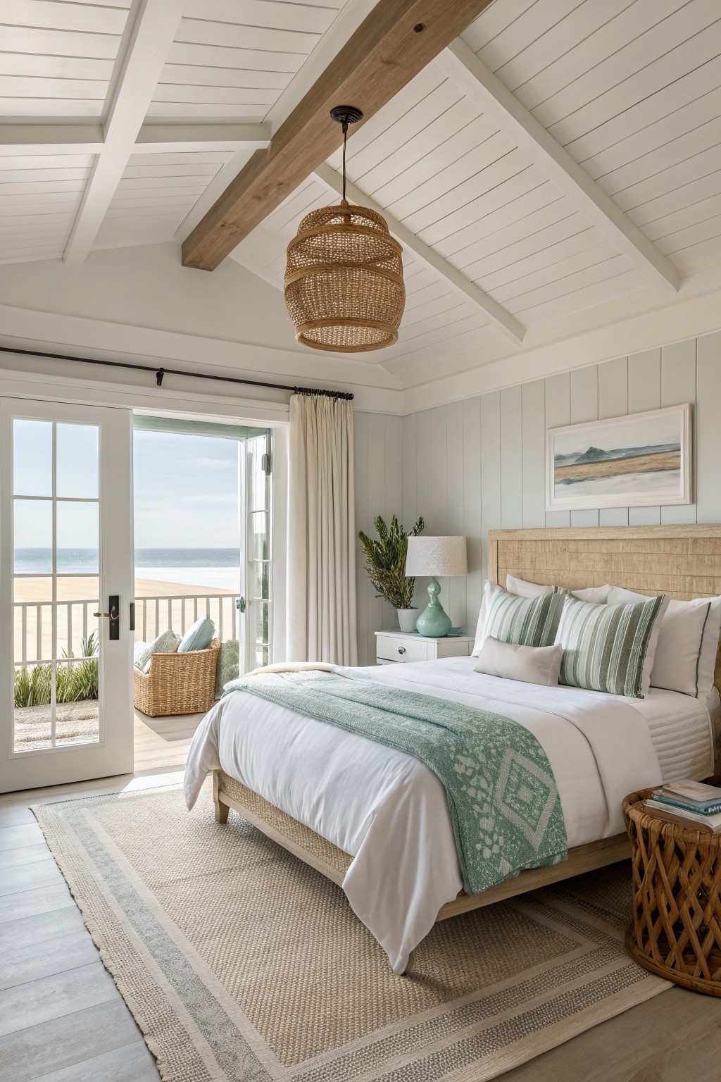 Bedroom walls painted in a soft greige neutral color.