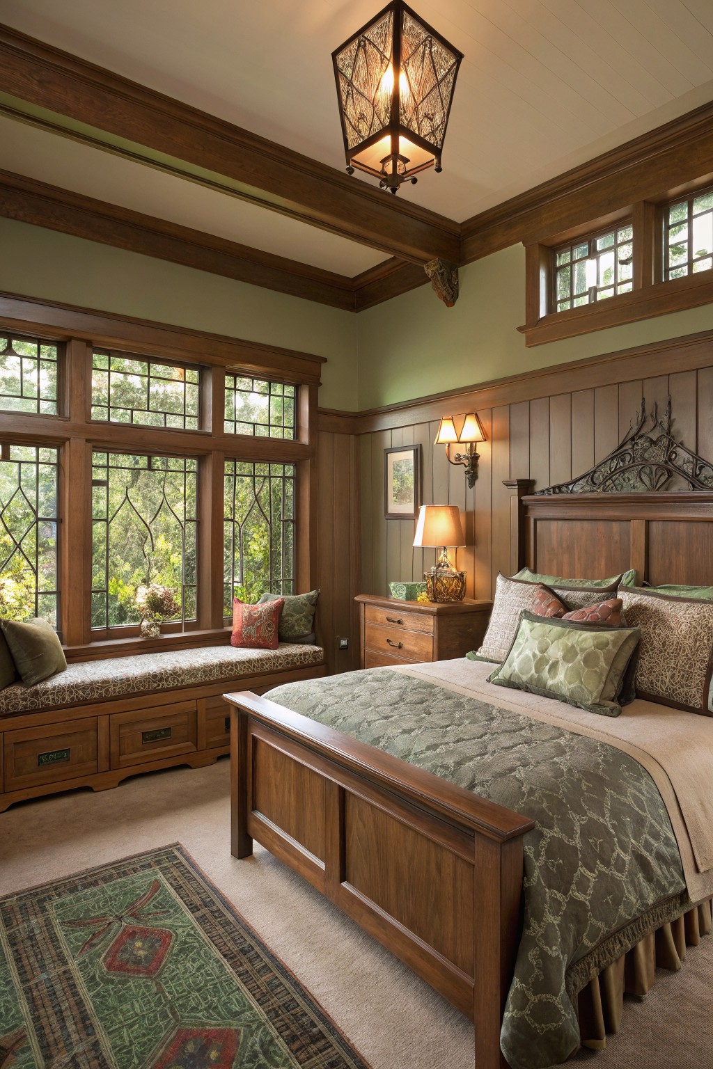 Bedroom walls painted in a soft muted greige with gentle sage undertones.