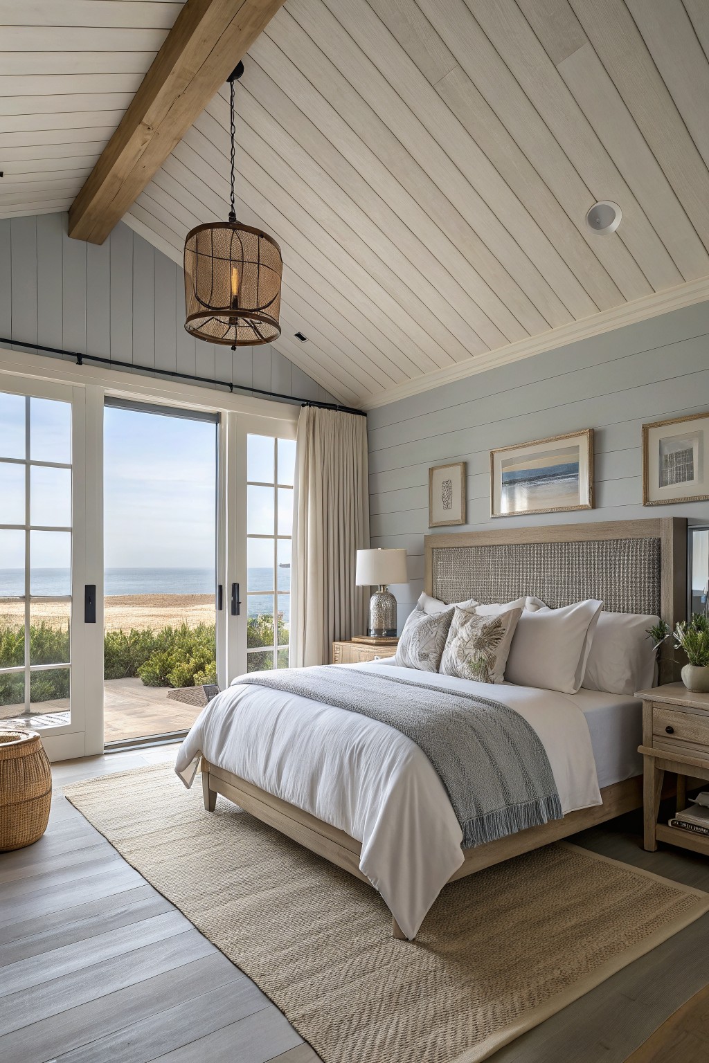 Bedroom walls painted in a soft light gray.