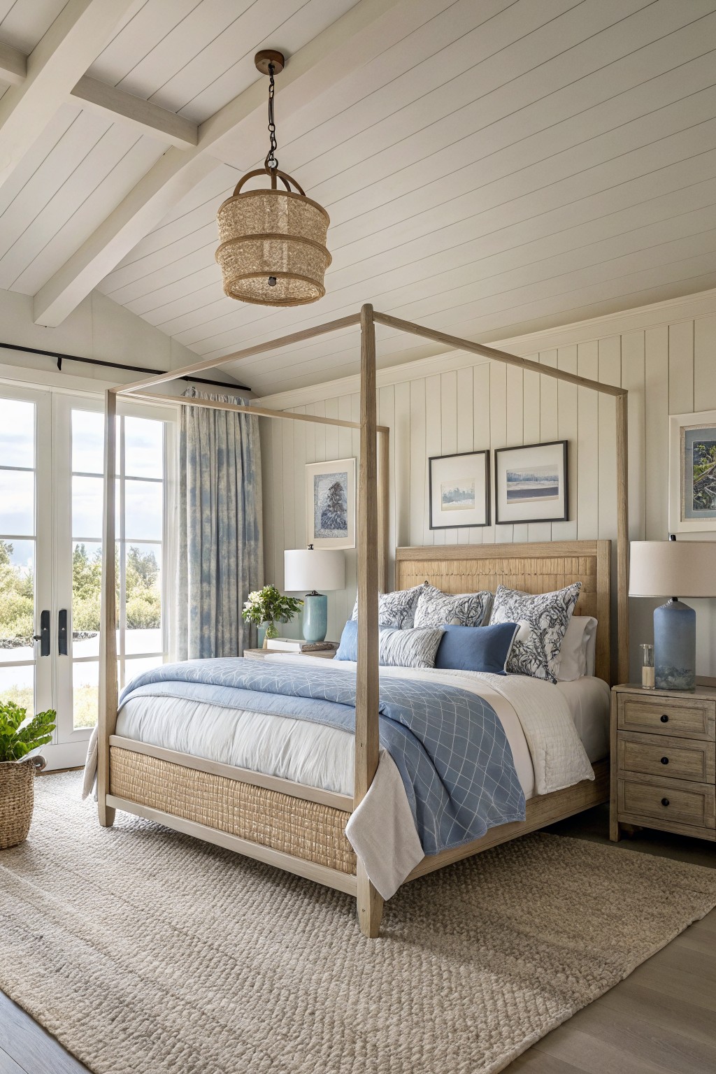 Bedroom walls painted in a soft warm off-white.