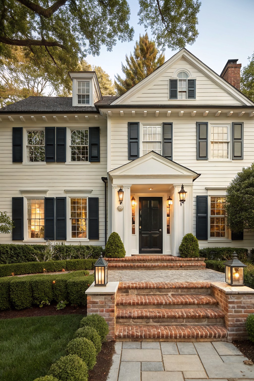White painted siding on a two-story house exterior.